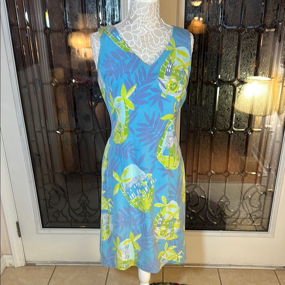 Lilly Pulitzer Blue and Green Tropical Dress